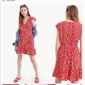 J. Crew Mercantile Red Wrap Mini Dress Fresh Daisies